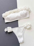 Applique Tie Back Two-Piece Bikini Set - felvior