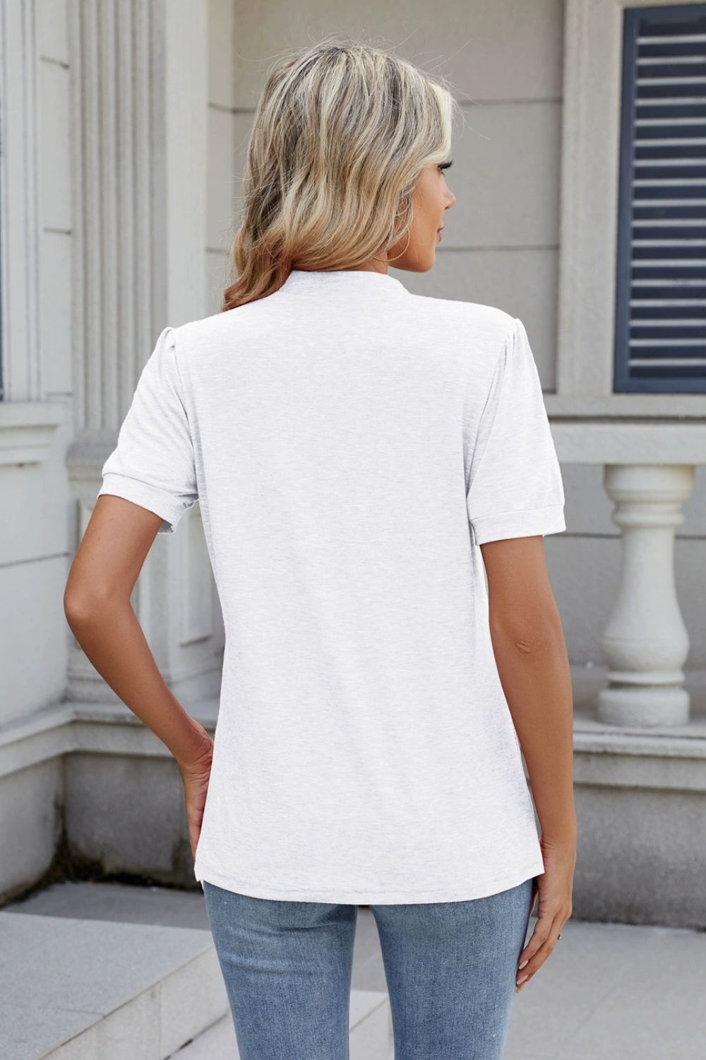 Notched Short Sleeve Top