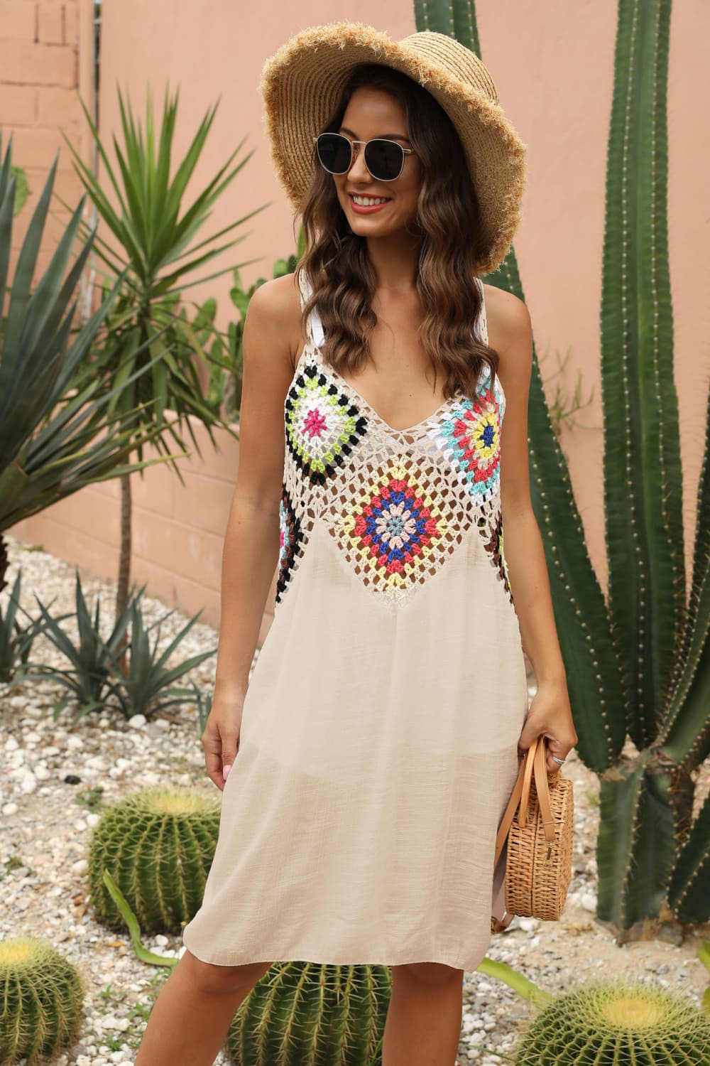Openwork Sleeveless Embroidery Dress - felvior