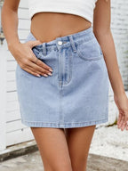 Solid Mini Denim Skirt