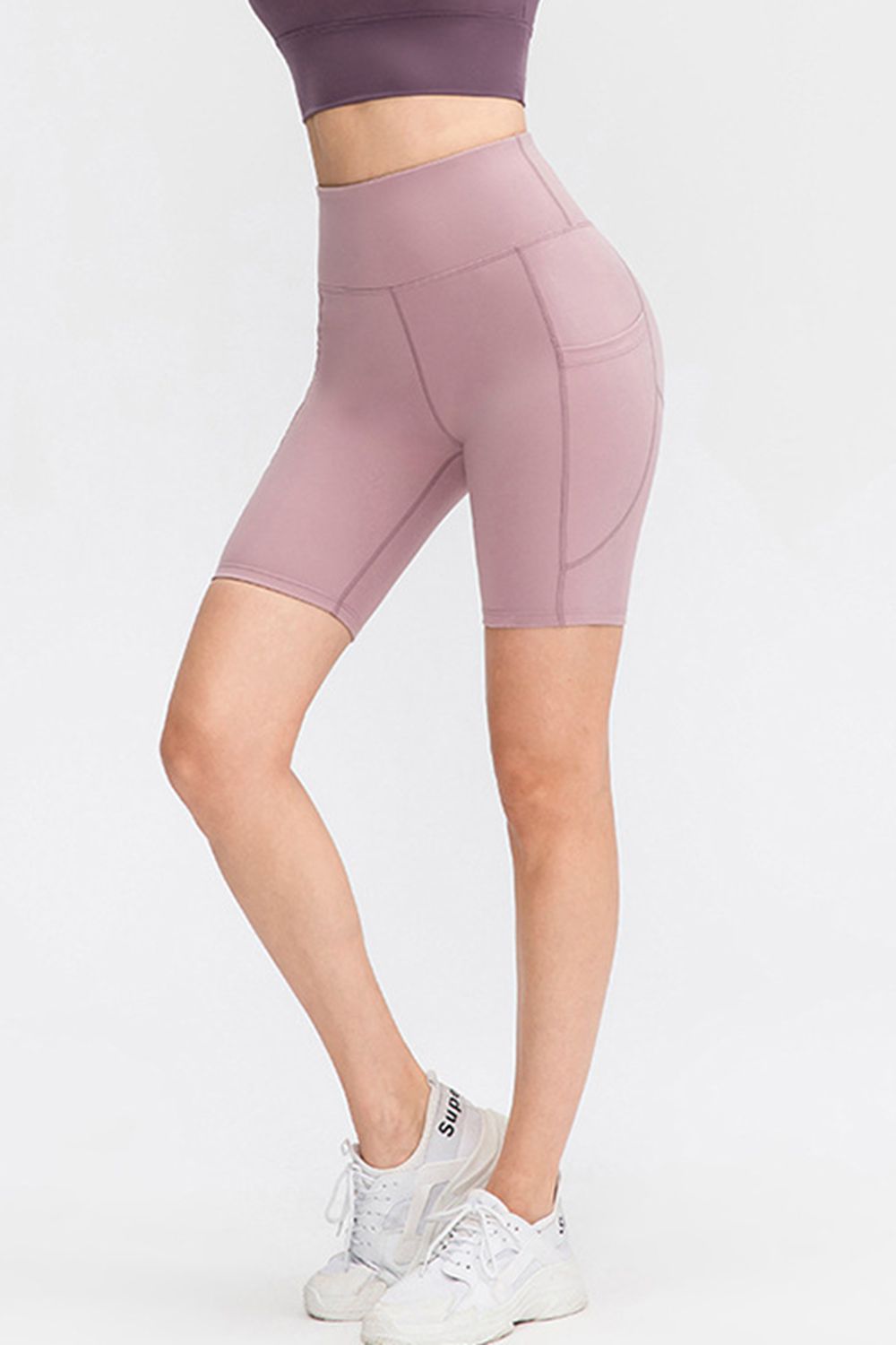 Wide Waistband Sports Shorts with Pockets - felvior