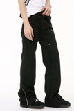Men's Raw Hem Bootcut Jeans with Zip-Up Sides - felvior