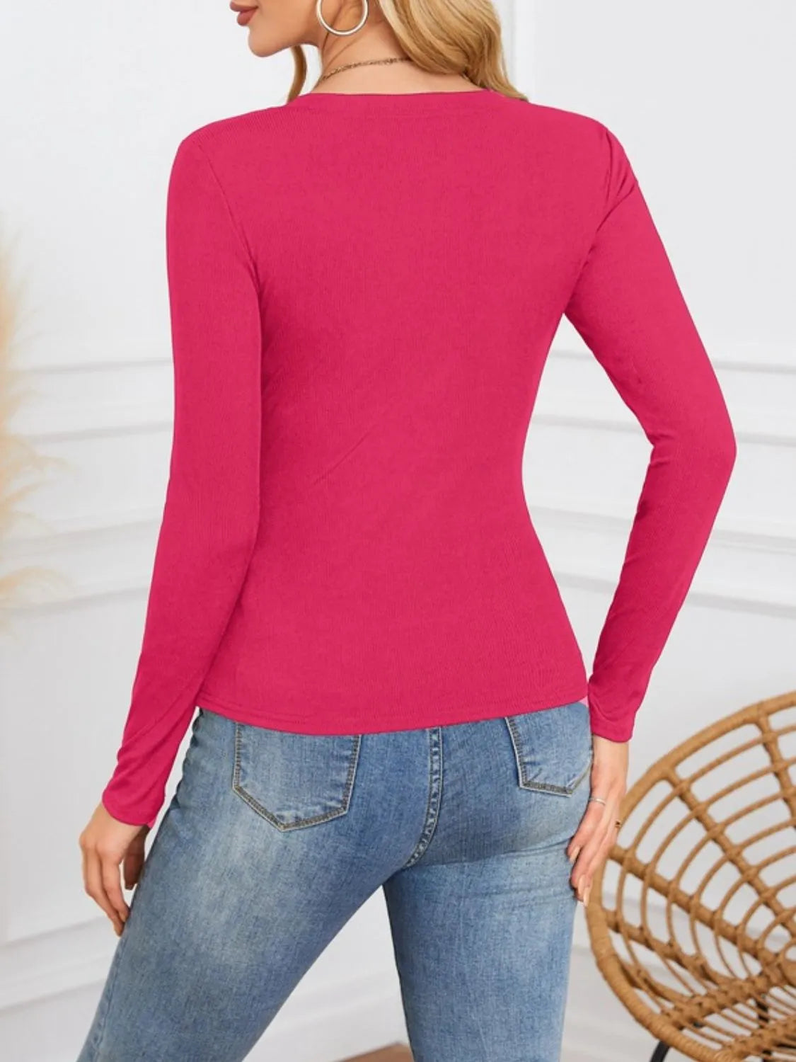 Notched Long Sleeve T-Shirt