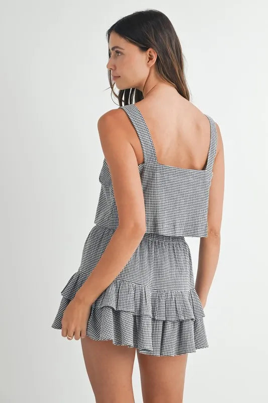 MABLE Gingham Plaid Crop Top and Mini Skirt Set - felvior