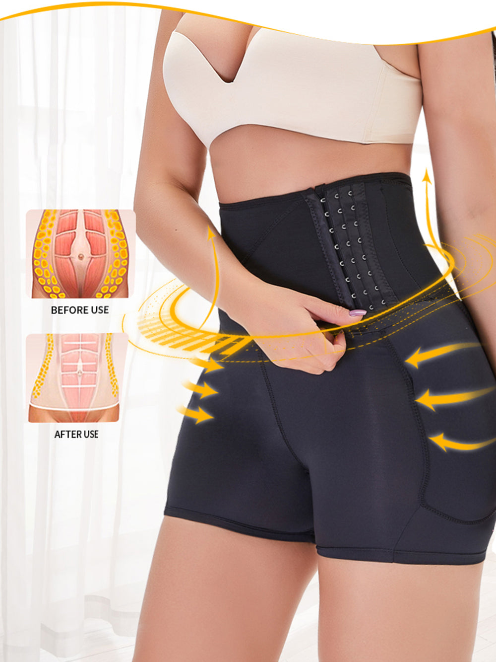 Full Size Hook and eye Shaping Shorts - felvior