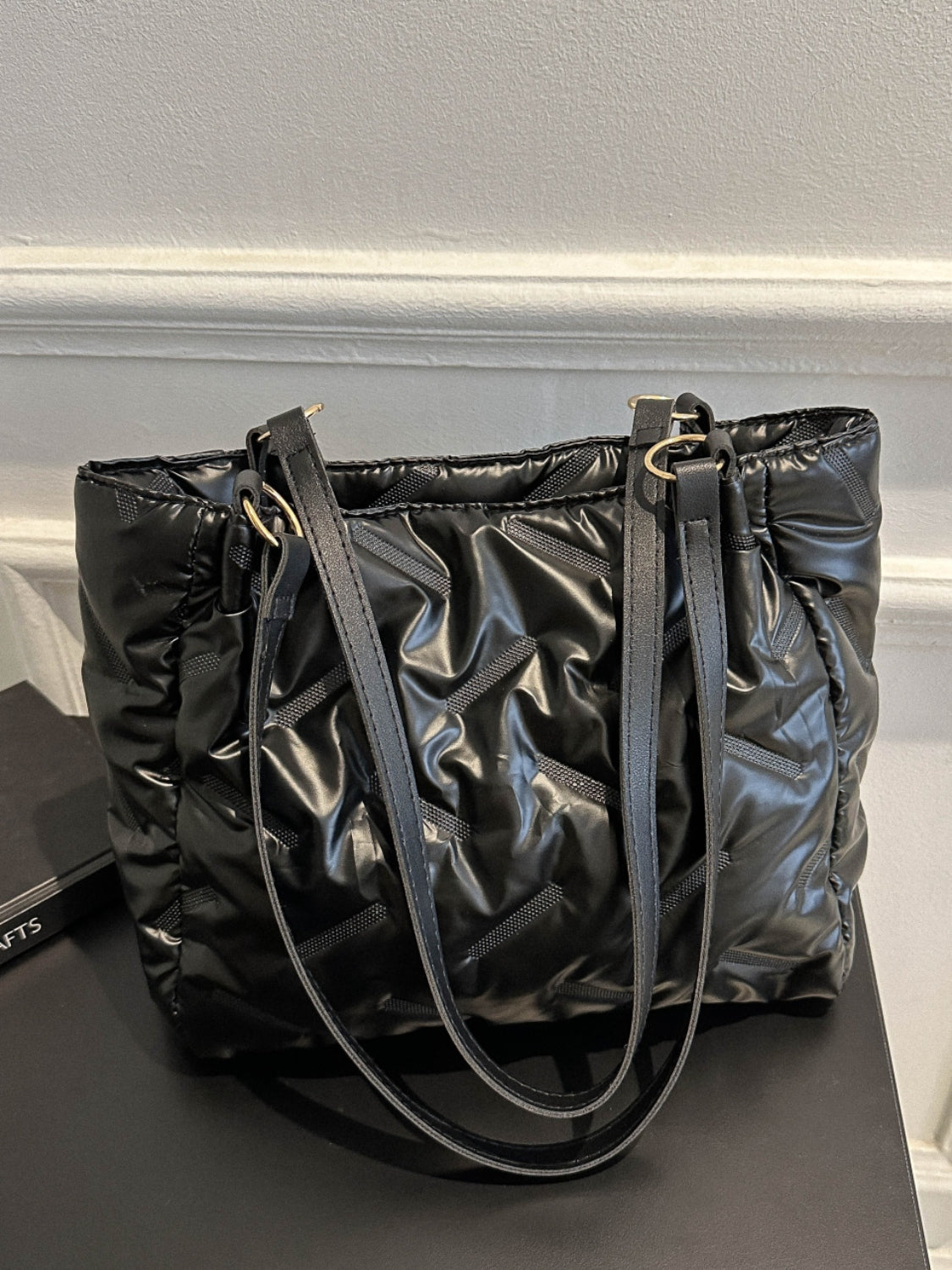 Textured Polyester Shoulder Bag - felvior