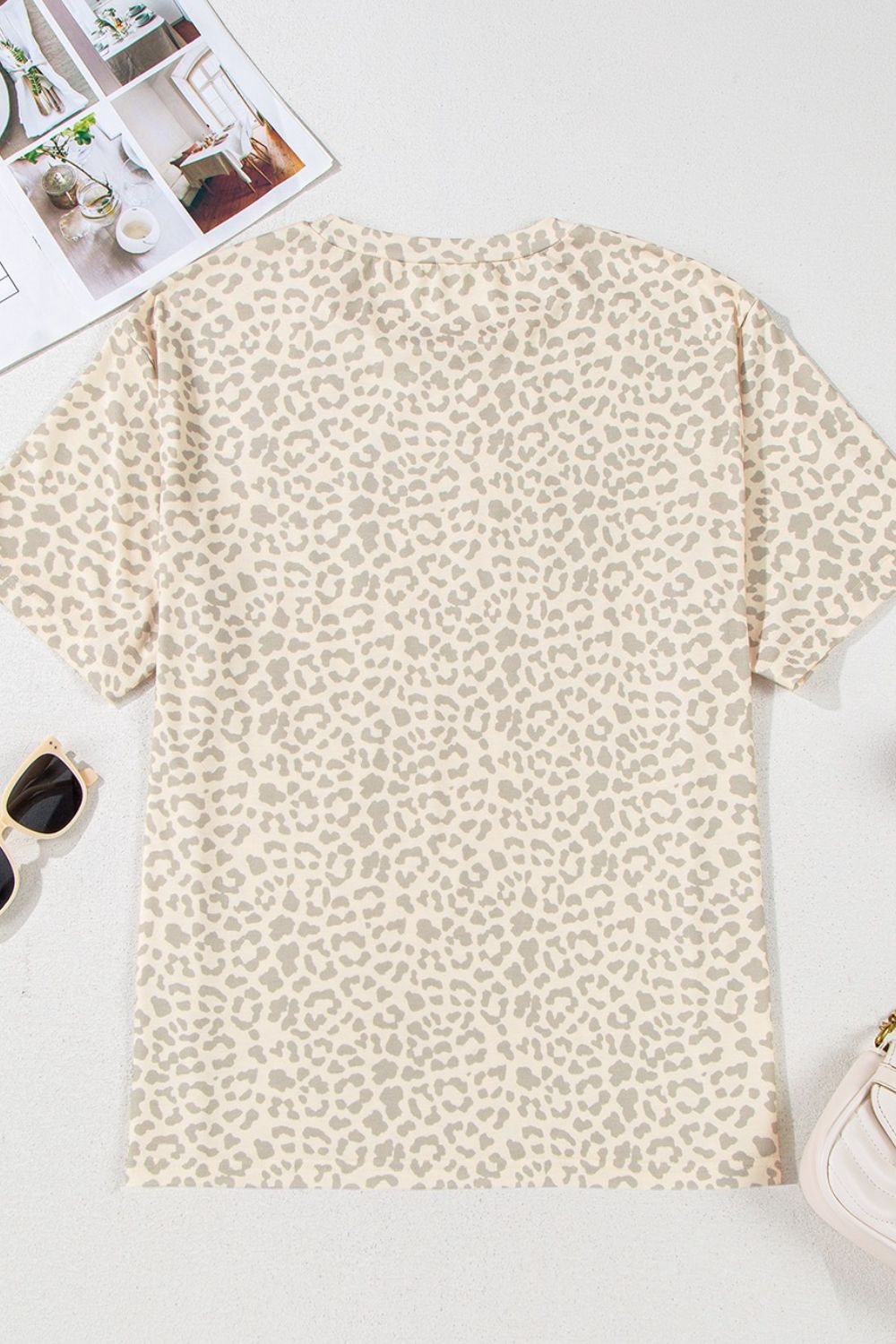 MAMA Letter Graphic Leopard Round Neck T-Shirt