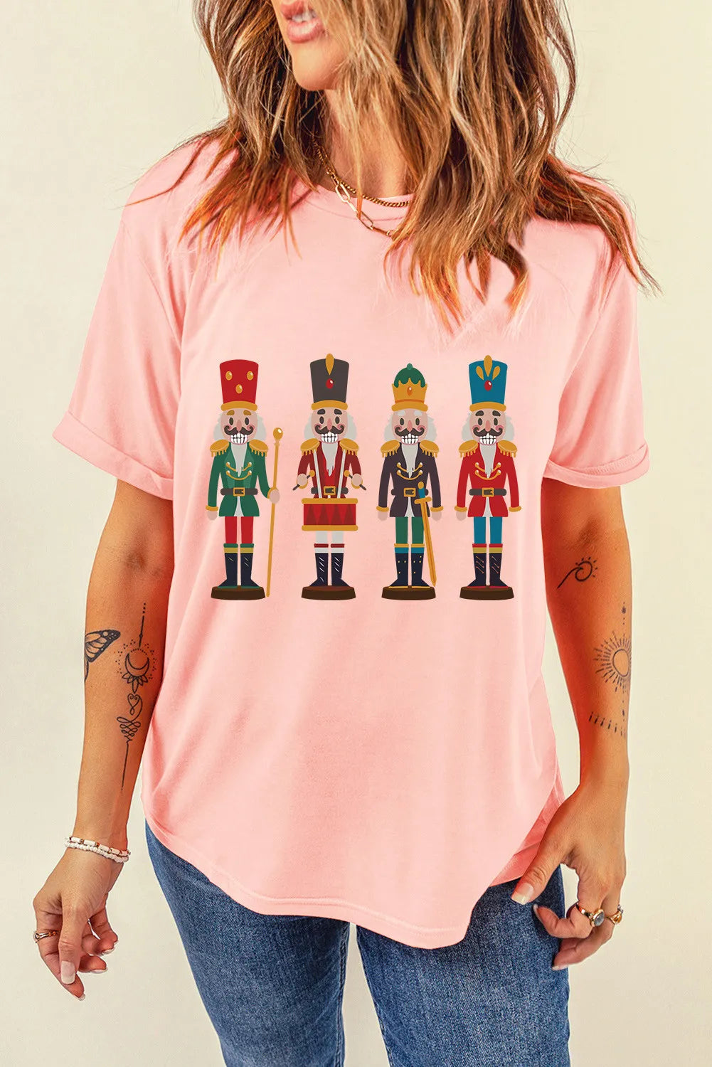 Nutcracker Round Neck Short Sleeve T-Shirt - felvior