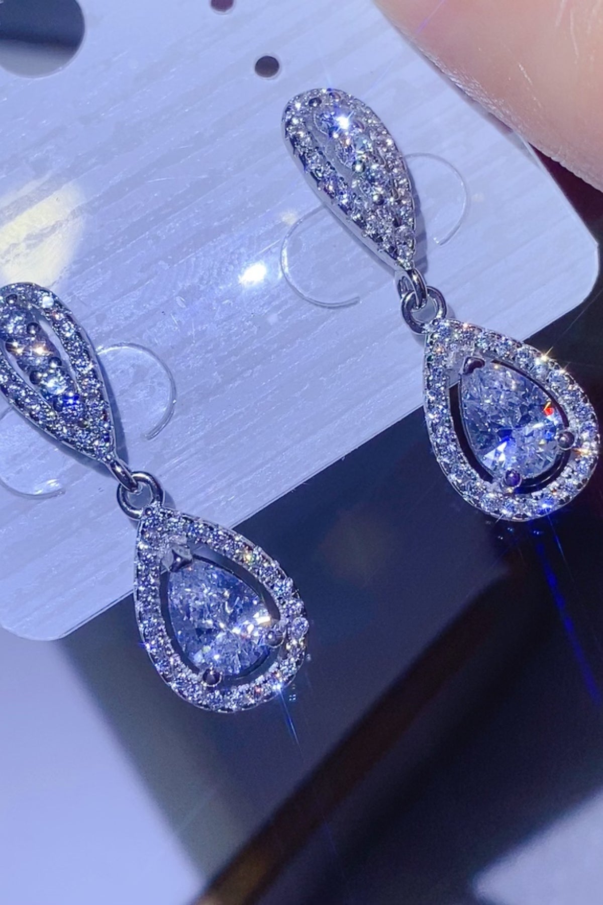 2 Carat Moissanite 925 Sterling Silver Teardrop Earrings - felvior