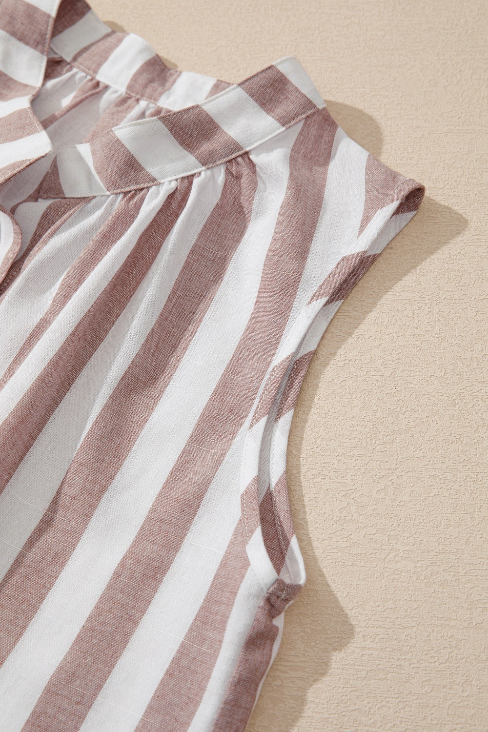 Stripe Button Down Sleeveless Shirt - felvior