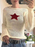 Devine Star Boat Neck Long Sleeve Knit Top - felvior