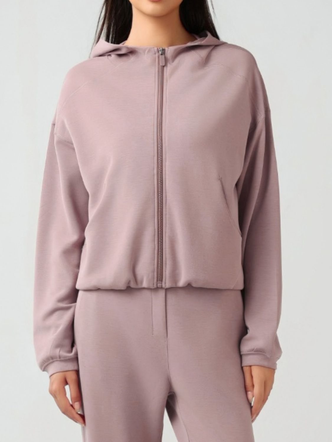 Millennia Zip Up Dropped Shouder Active Hooded - felvior