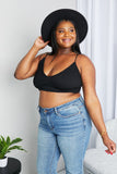 Zenana Full Size Textured Spaghetti Strap Bralette in Black - felvior