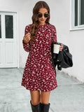 Round Neck Long Sleeve Mini Dress - felvior