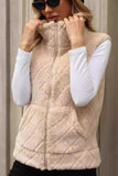 Fuzzy Plaid Texture Zip Up Vest Coat - felvior