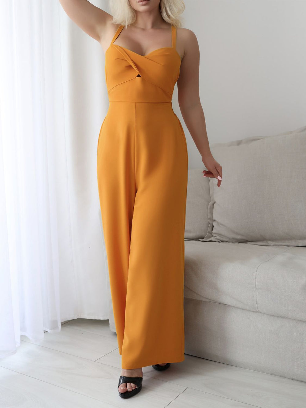 Devine Tie Back Backless Crisscross Jumpsuit
