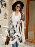 Printed Open Front Poncho - felvior