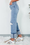 Distressed Straight Jeans with Pockets - felvior