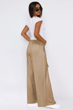 Tied Pocketed Wide Leg Pants