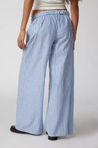 Drawstring Striped Wide Leg Pants