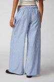 Drawstring Striped Wide Leg Pants - felvior