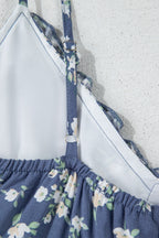 Floral Spaghetti Strap Frilled V Neck Tiered Midi Dress