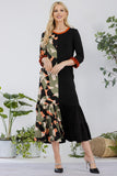 Celeste Full Size Color Block Midi Dress Plus Size - felvior