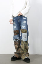 Men's Distressed Camouflage Jeans