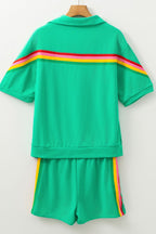 Rainbow Collared Short Sleeve Top and Shorts Set
