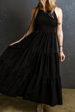 Smocked Tiered Spaghetti Strap Dress - felvior