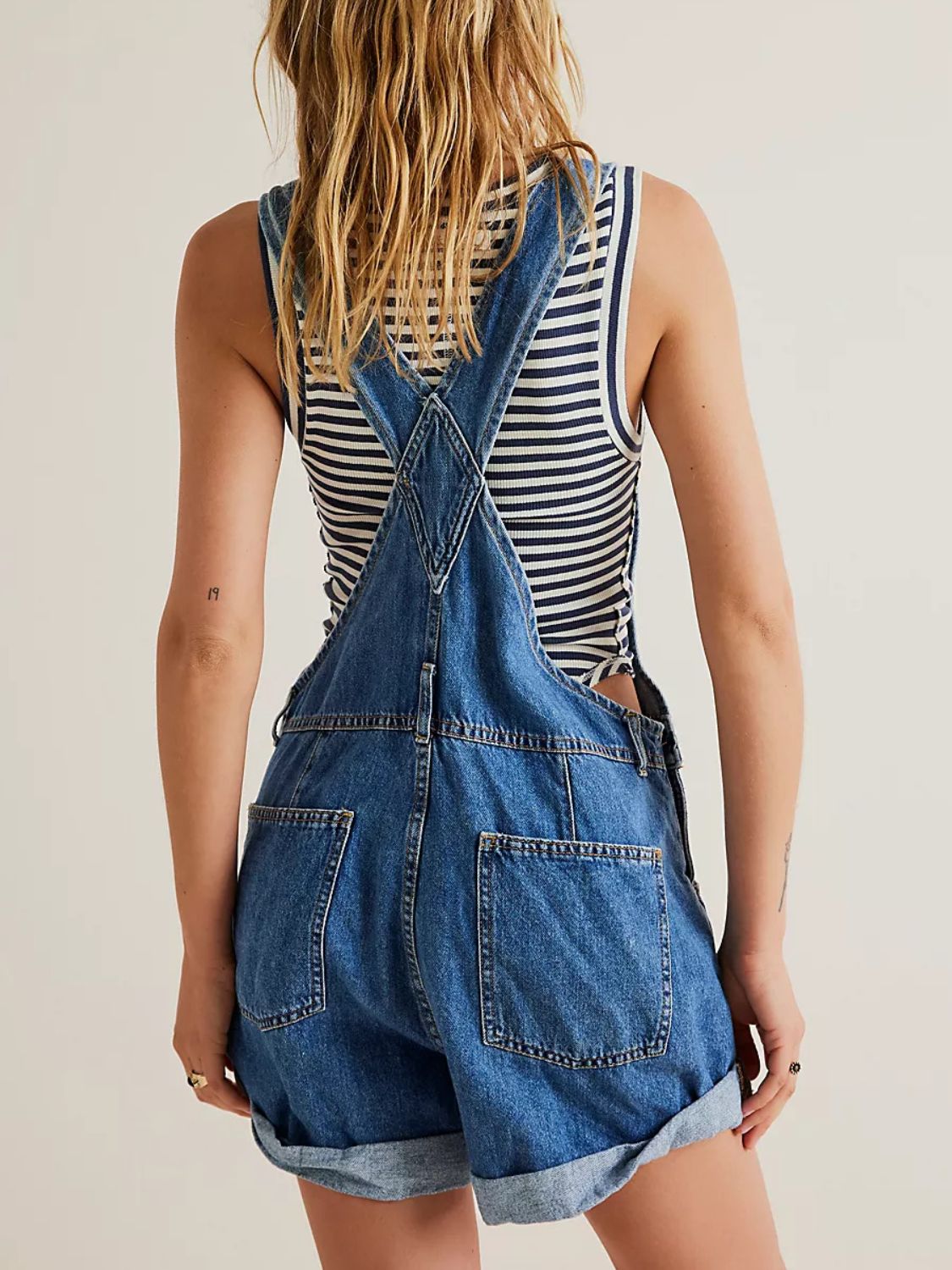Wide Strap Square Neck Denim Overalls