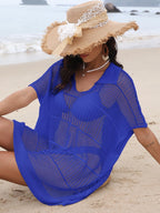 Hollow Out Collared Neck Cover-Up