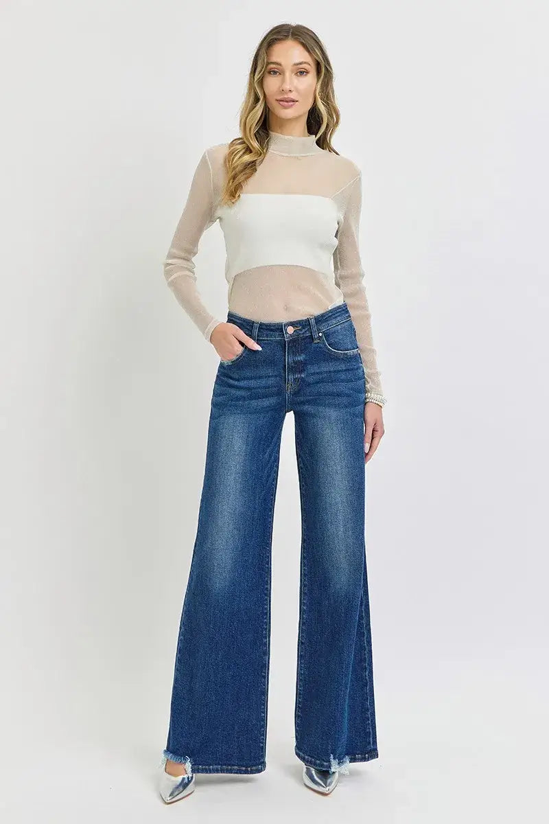 RISEN Full Size Mid Rise Wide Jeans Plus Size