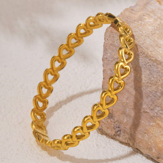 18K Gold-Plated Stainless Steel Heart Bracelet - felvior