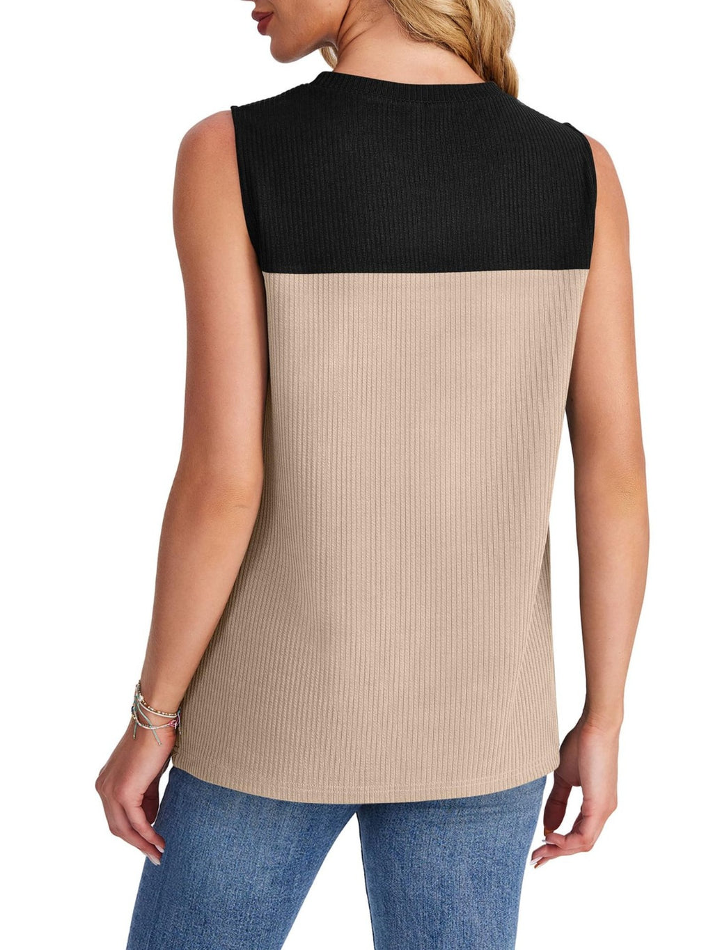 Color Block Round Neck Tank