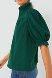 Puff Sleeve Frilled Trim Elegant Blouse - felvior