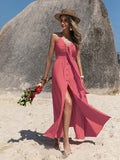 V-Neck Sleeveless Buttoned Dress - felvior