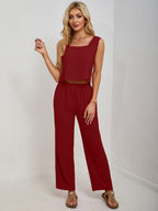 Square Neck Tank and Wide Leg Pants Set