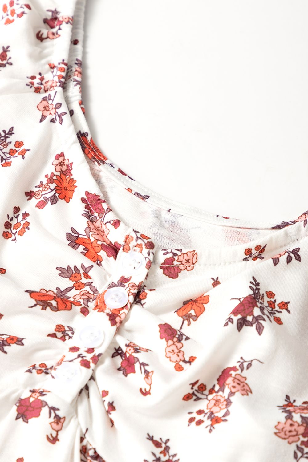 Floral Ruched Cinched Short Sleeve Blouse