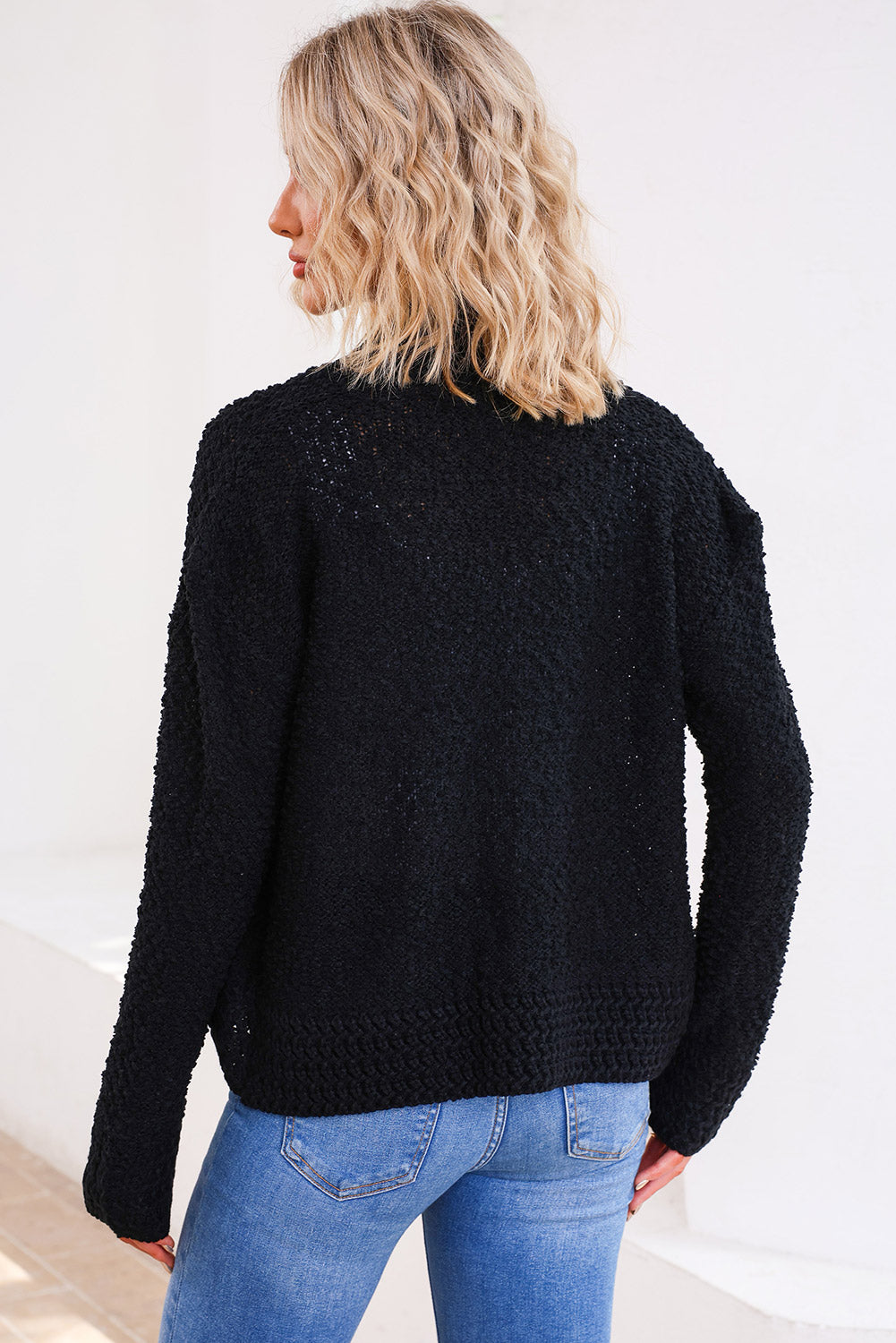 Solid Color Open Front Cardigan - felvior