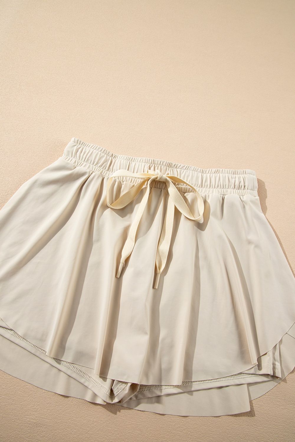 Drawstring High Waist Lined Active Skorts - felvior