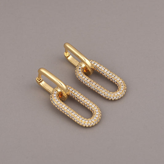 18K Gold-Plated Inland Zircon Earrings - felvior