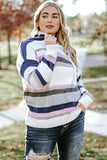 Plus Size Striped Long Sleeve Hooded Sweater - felvior
