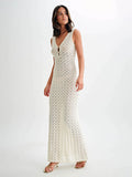 Openwork Sleeveless Maxi Dress - felvior