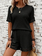 Tassel Round Neck Top and Shorts Set