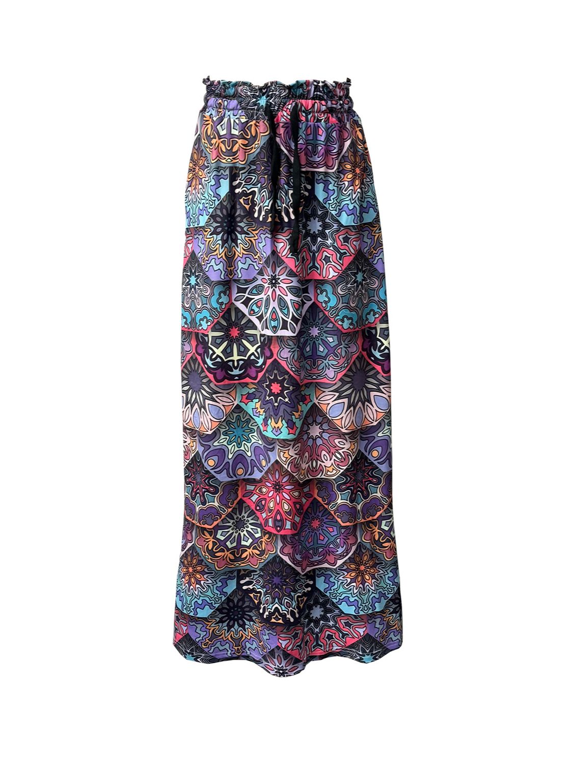 Printed Maxi Skirt with Pockets - felvior
