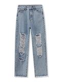 Distressed Raw Hem Jeans - felvior