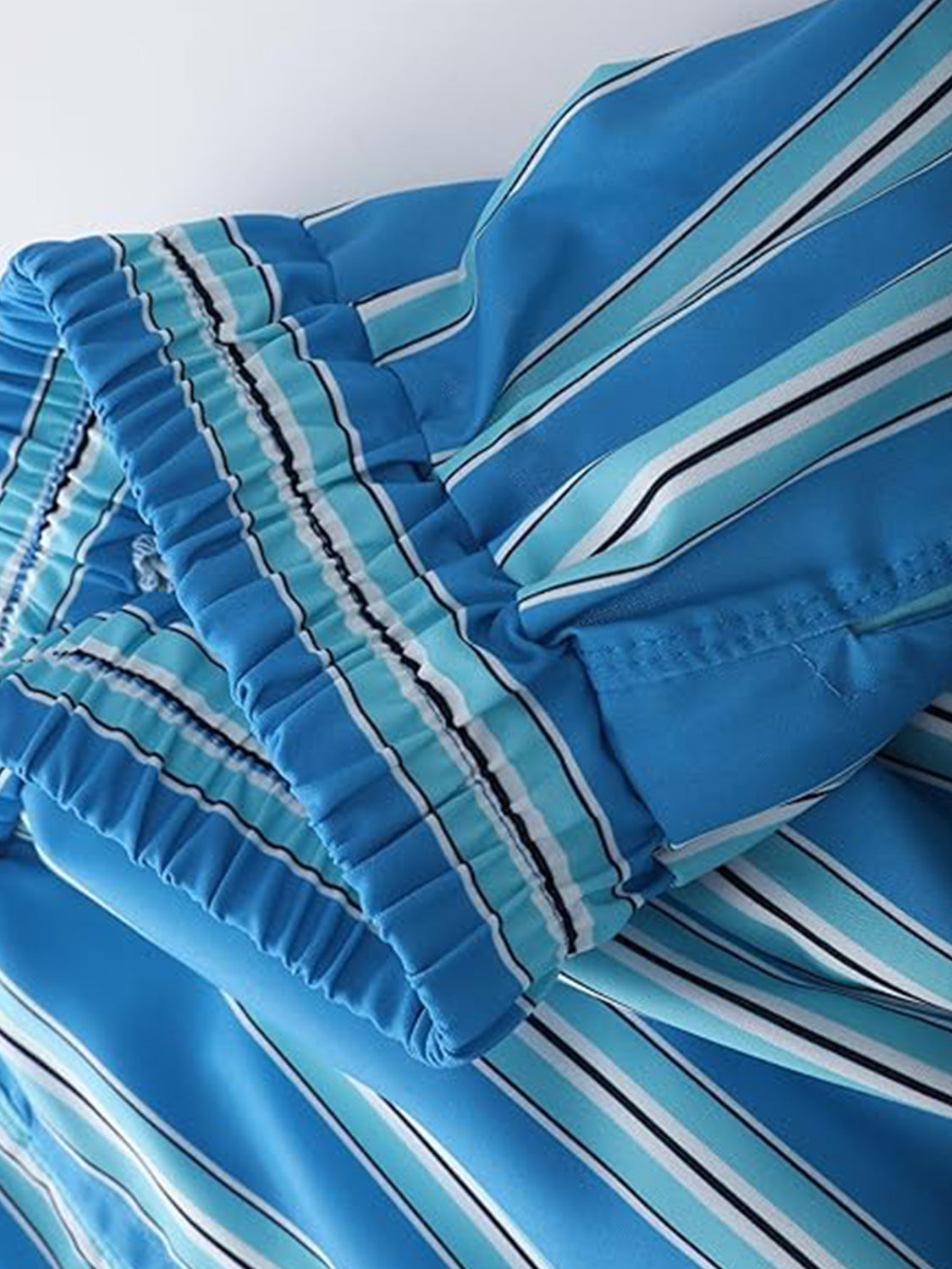 Striped Elastic Waist Shorts - felvior