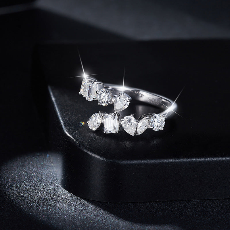 2.6 Carat Moissanite 925 Sterling Silver Bypass Ring - felvior