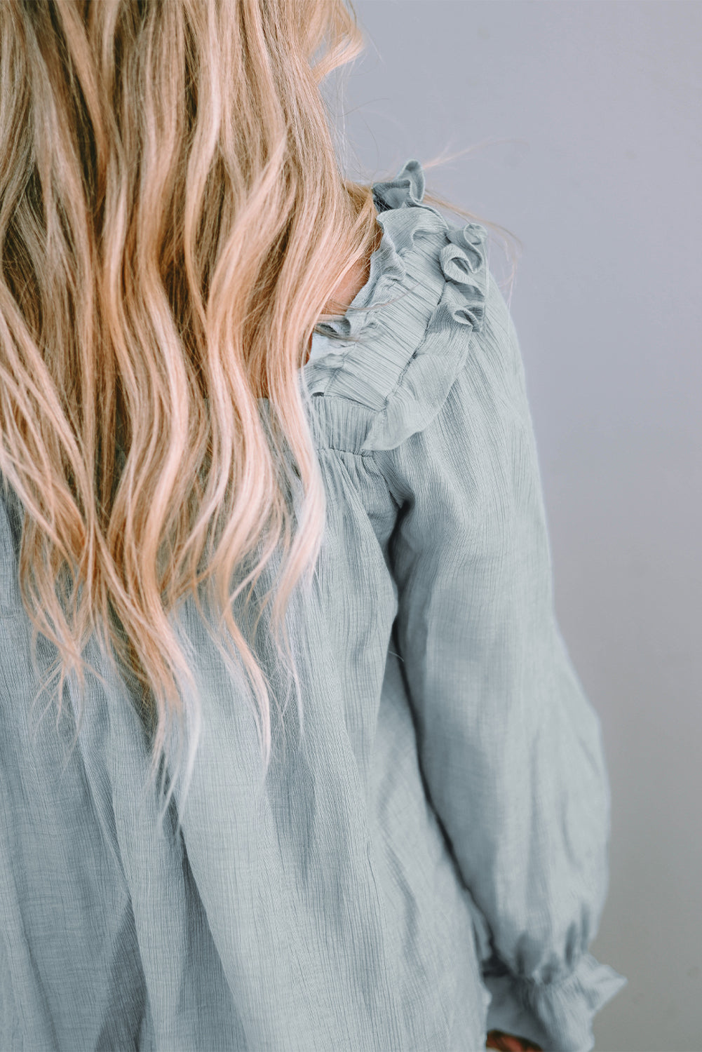 Frill Trim Flounce Sleeve Blouse - felvior